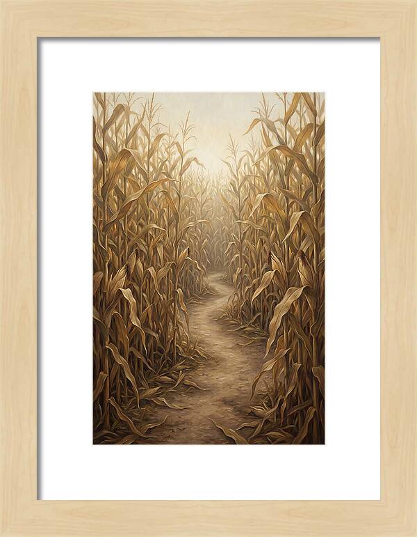 Corn Maze Path Through Tall Stalks