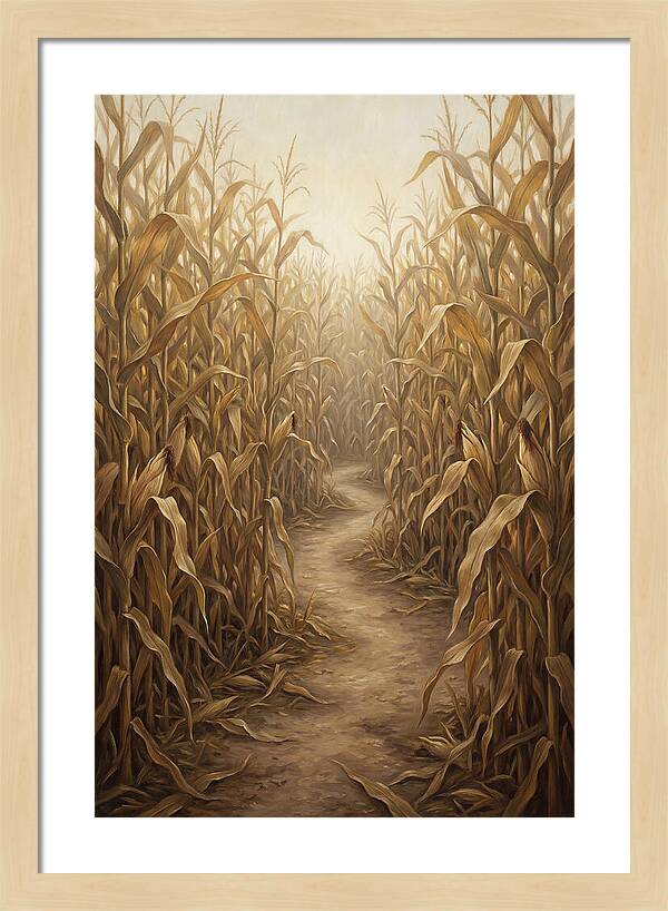 Corn Maze Path Through Tall Stalks
