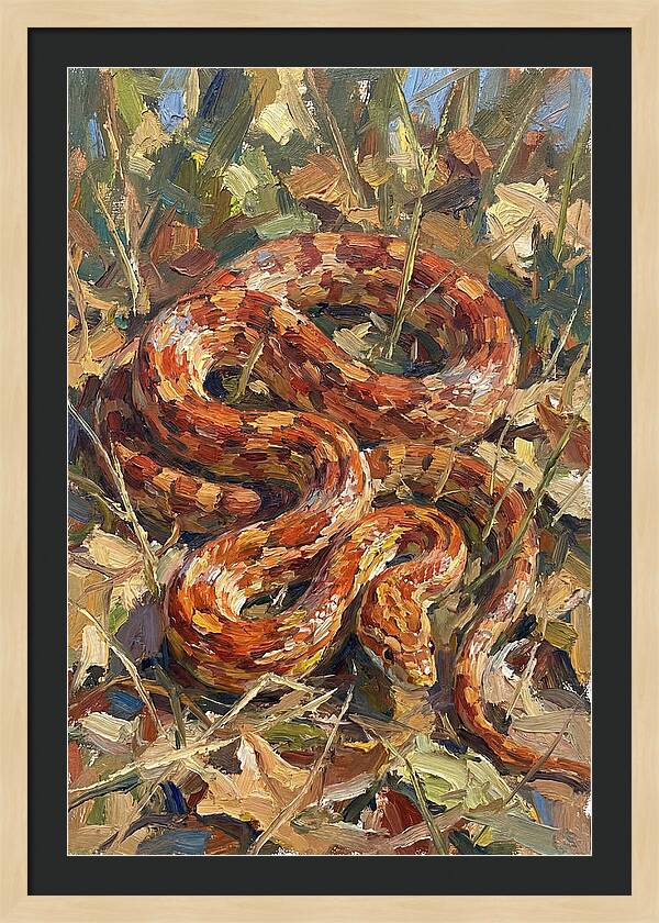 Corn Snake Among Autumn Leaves