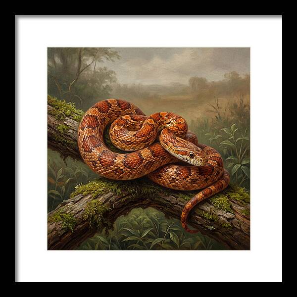 Corn Snake Coiled On Branch