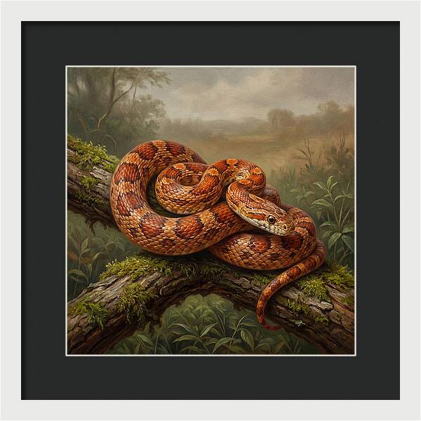 Corn Snake Coiled On Branch