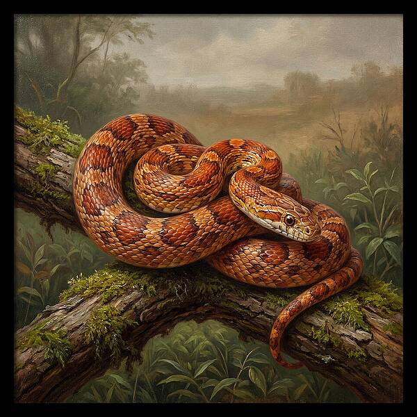Corn Snake Coiled On Branch