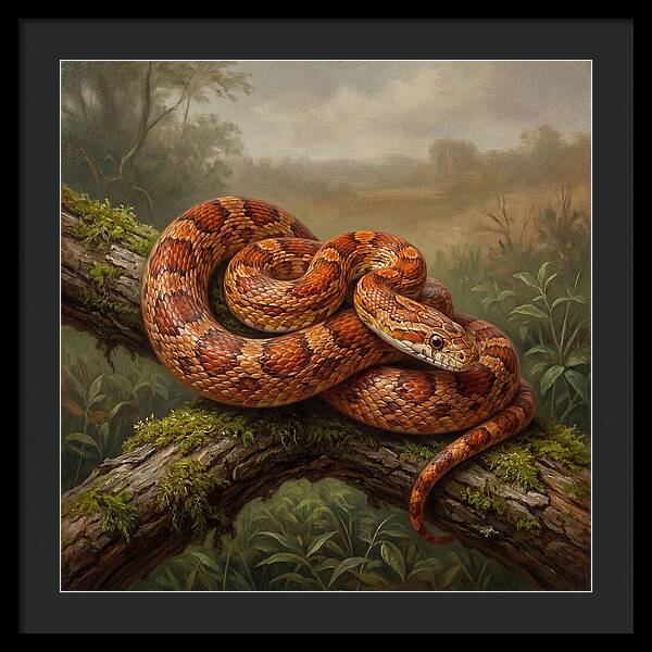Corn Snake Coiled On Branch