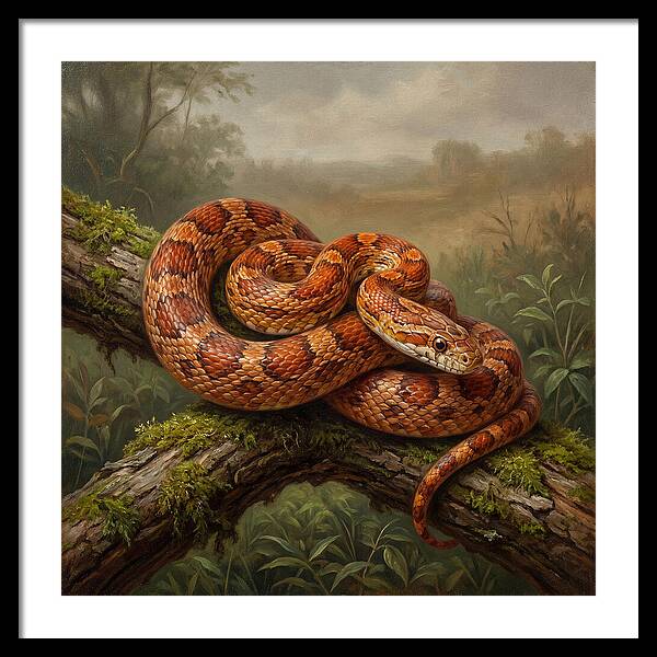 Corn Snake Coiled On Branch