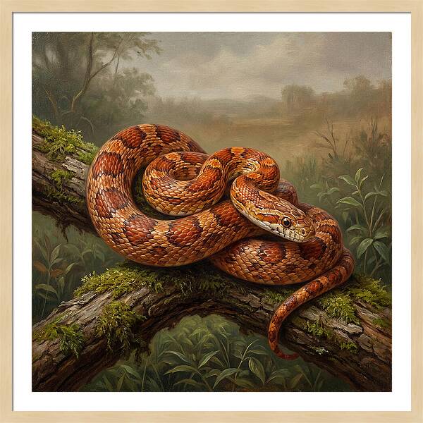 Corn Snake Coiled On Branch