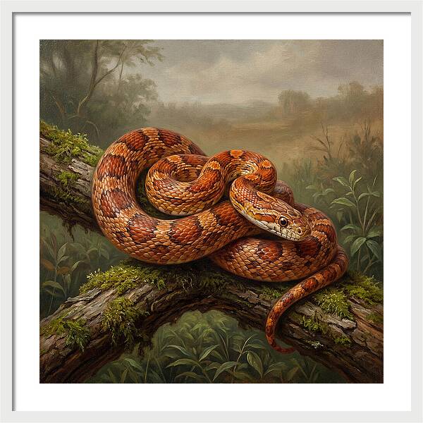 Corn Snake Coiled On Branch