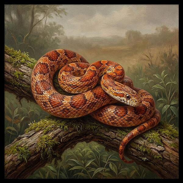 Corn Snake Coiled On Branch