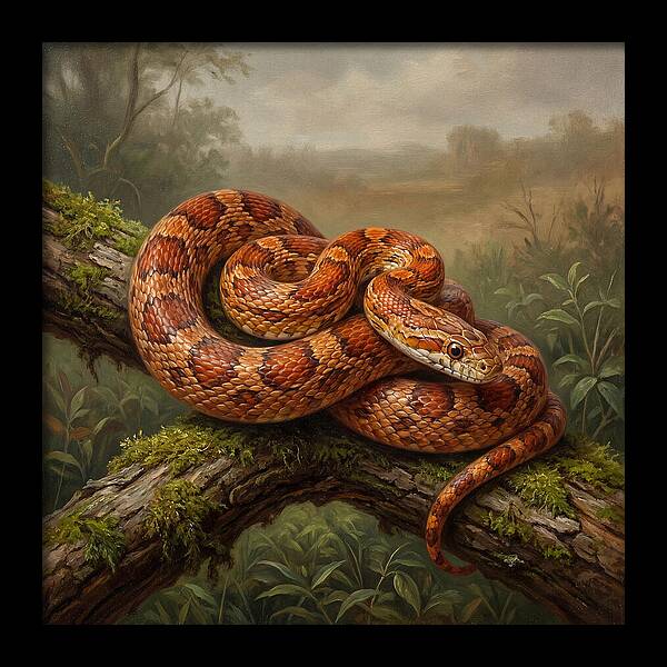 Corn Snake Coiled On Branch