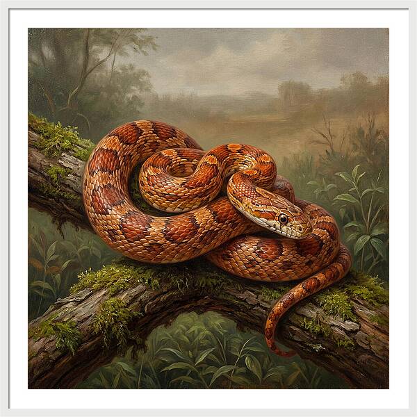 Corn Snake Coiled On Branch
