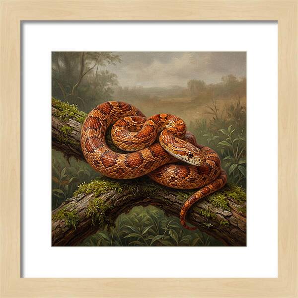 Corn Snake Coiled On Branch