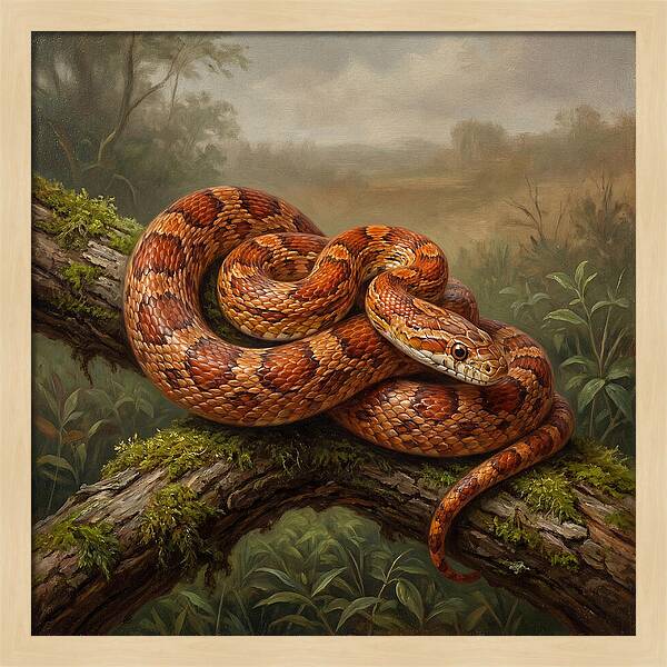 Corn Snake Coiled On Branch