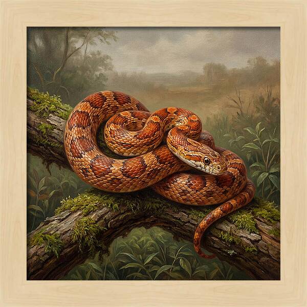 Corn Snake Coiled On Branch