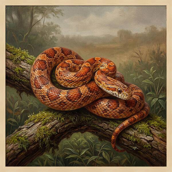 Corn Snake Coiled On Branch
