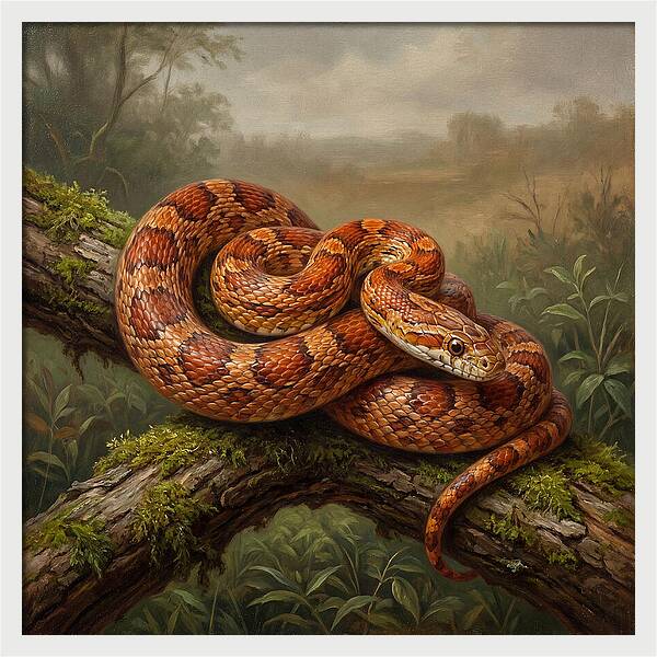Corn Snake Coiled On Branch