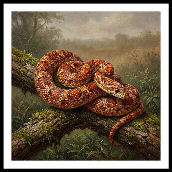 Corn Snake Coiled On Branch