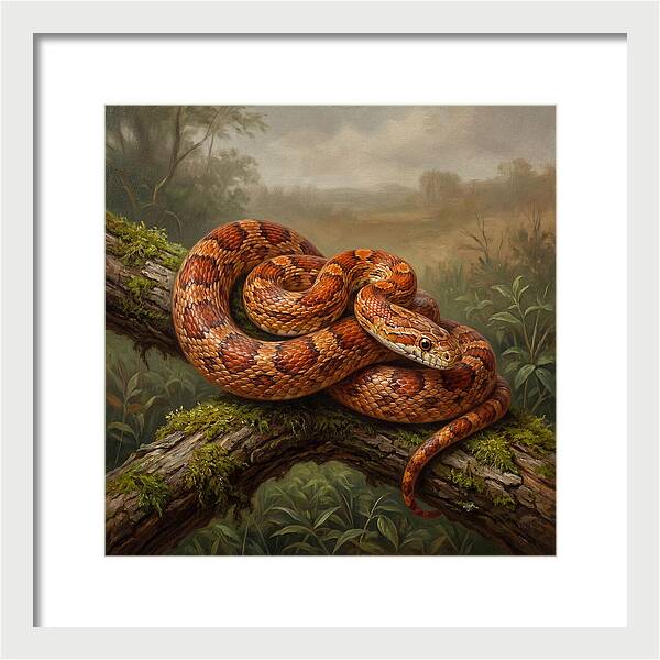 Corn Snake Coiled On Branch
