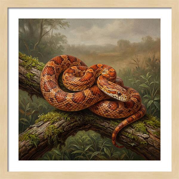 Corn Snake Coiled On Branch