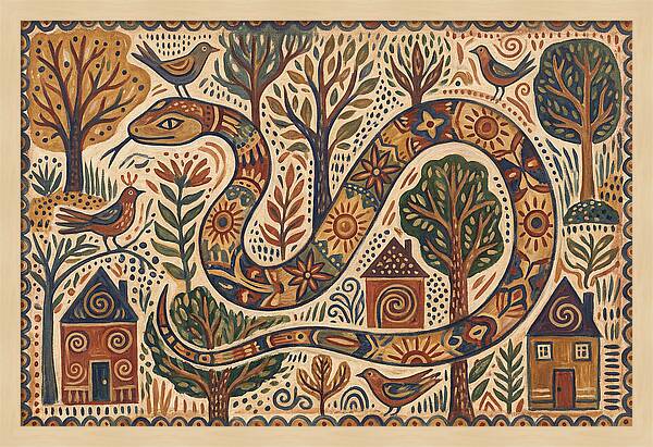 Corn Snake In A Whimsical Landscape