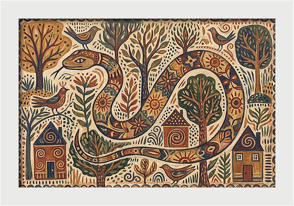 Corn Snake In A Whimsical Landscape