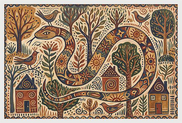 Corn Snake In A Whimsical Landscape