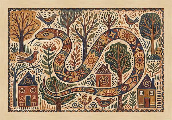 Corn Snake In A Whimsical Landscape