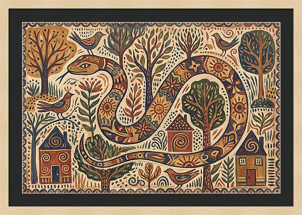 Corn Snake In A Whimsical Landscape