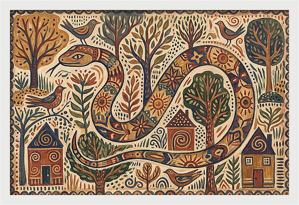 Corn Snake In A Whimsical Landscape
