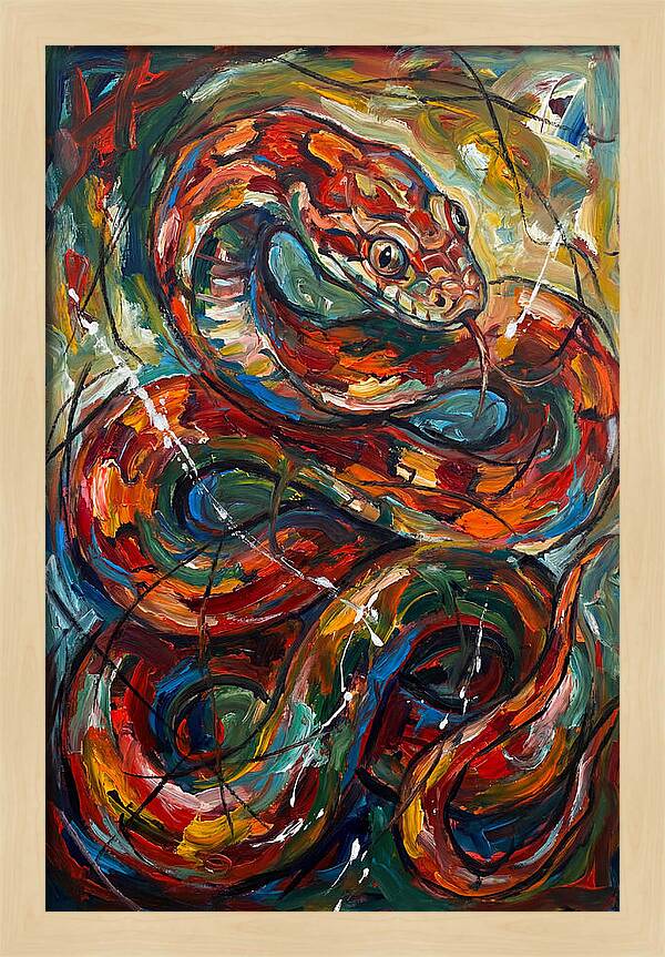 Corn Snake In Vibrant Swirls