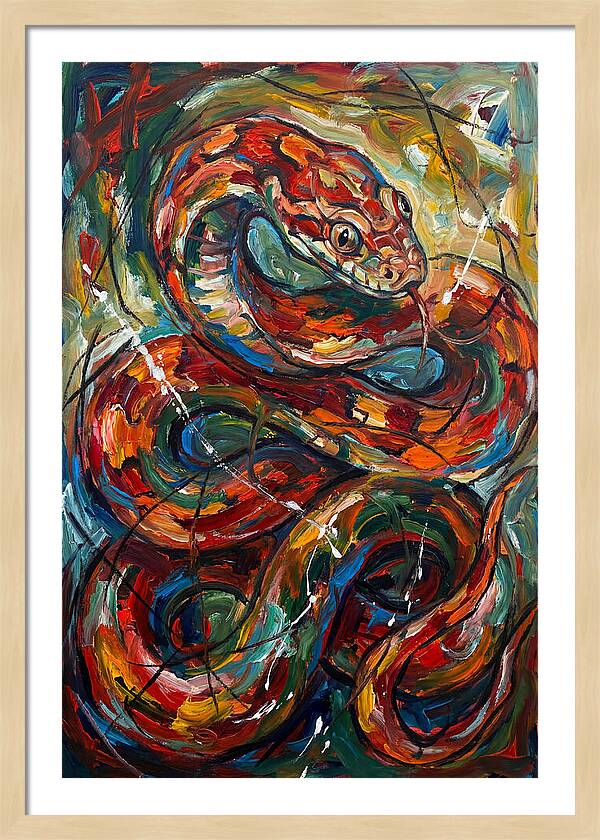 Corn Snake In Vibrant Swirls