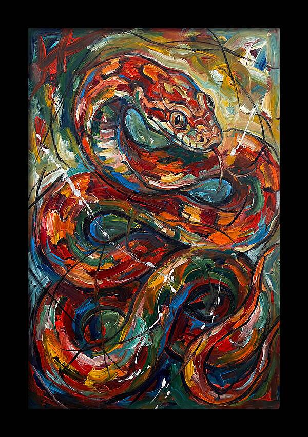 Corn Snake In Vibrant Swirls