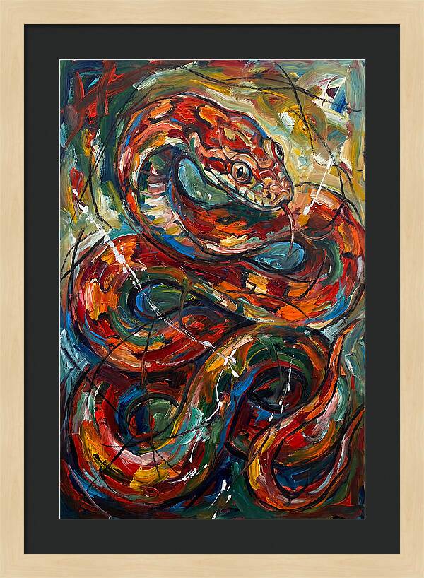 Corn Snake In Vibrant Swirls