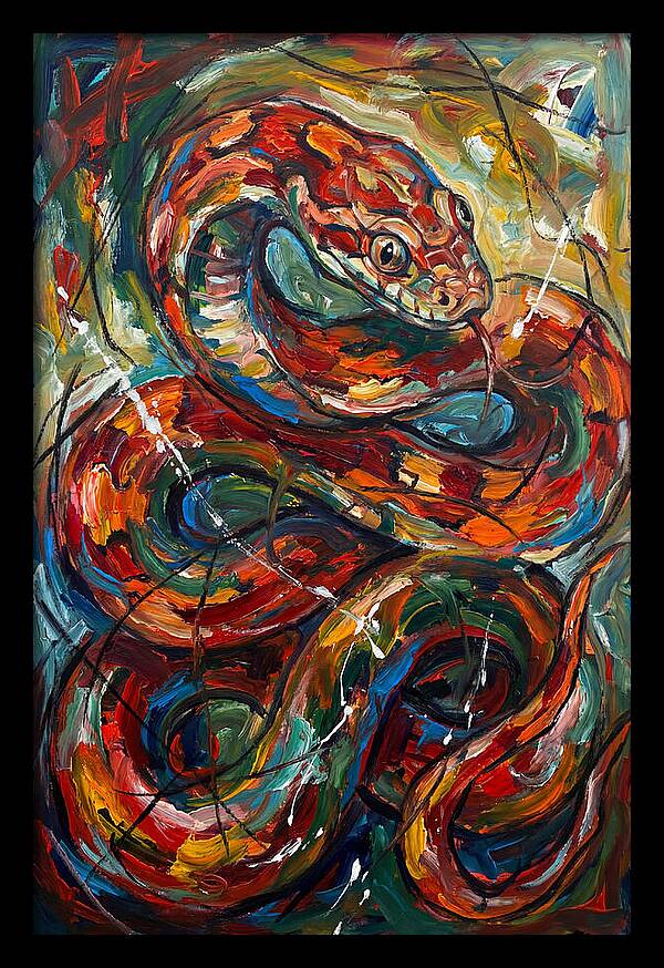 Corn Snake In Vibrant Swirls