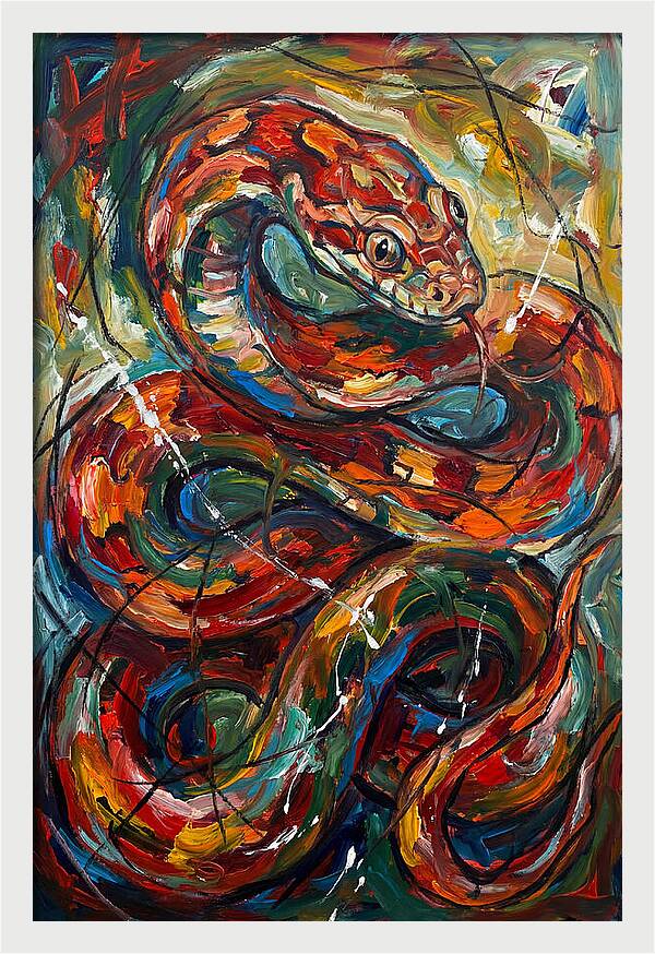 Corn Snake In Vibrant Swirls