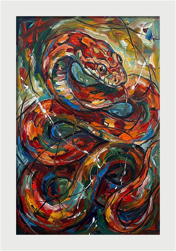 Corn Snake In Vibrant Swirls