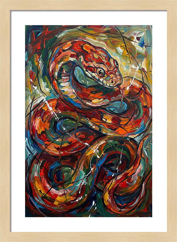 Corn Snake In Vibrant Swirls