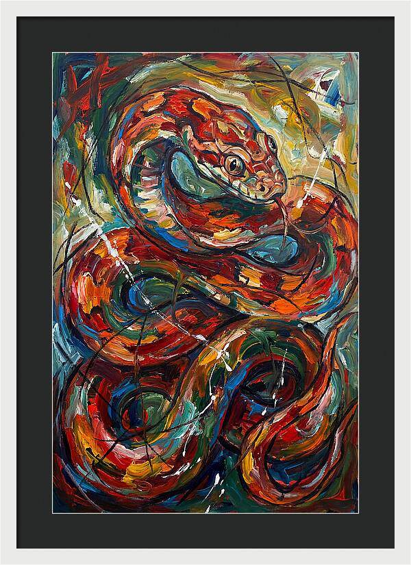 Corn Snake In Vibrant Swirls