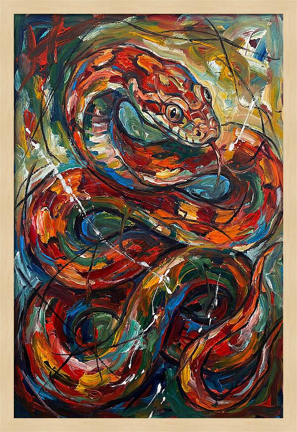 Corn Snake In Vibrant Swirls