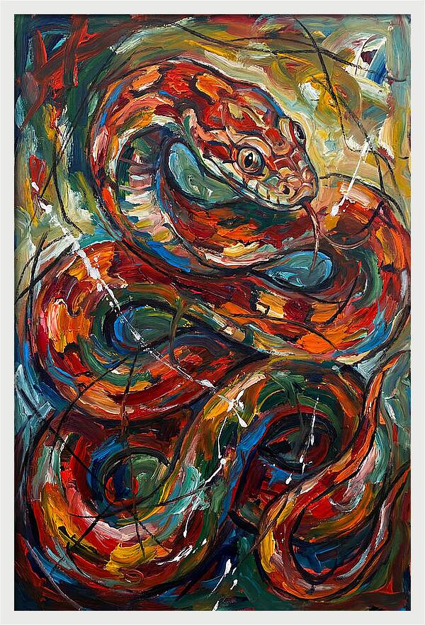 Corn Snake In Vibrant Swirls