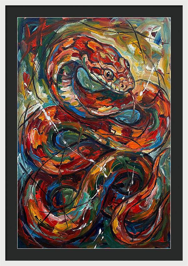 Corn Snake In Vibrant Swirls