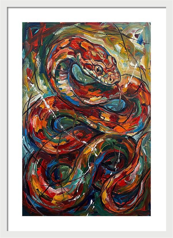 Corn Snake In Vibrant Swirls