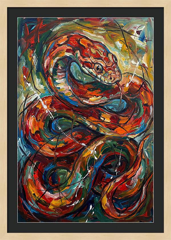 Corn Snake In Vibrant Swirls