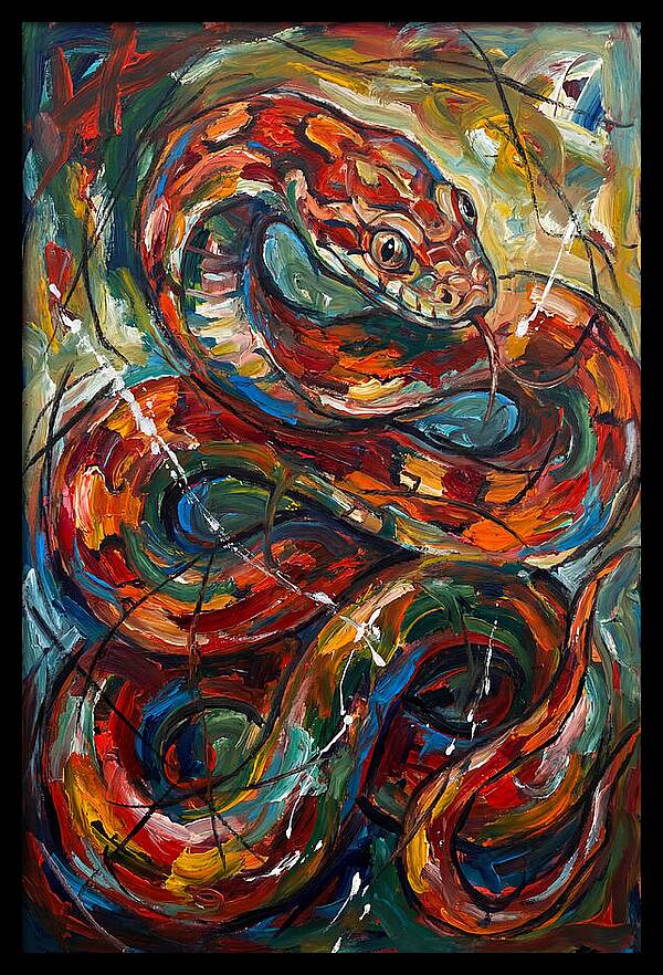 Corn Snake In Vibrant Swirls