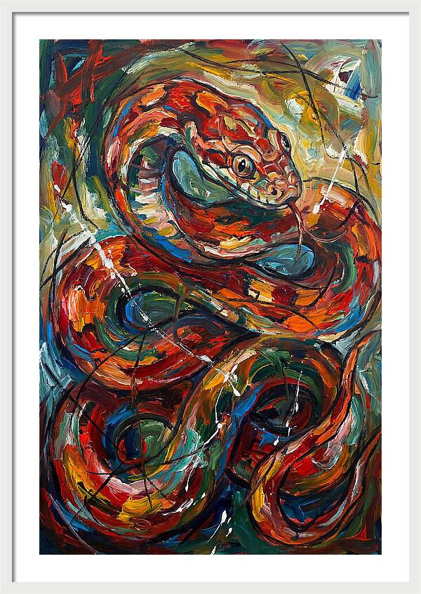 Corn Snake In Vibrant Swirls