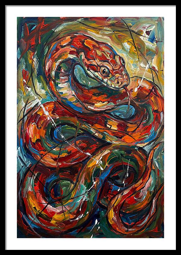 Corn Snake In Vibrant Swirls