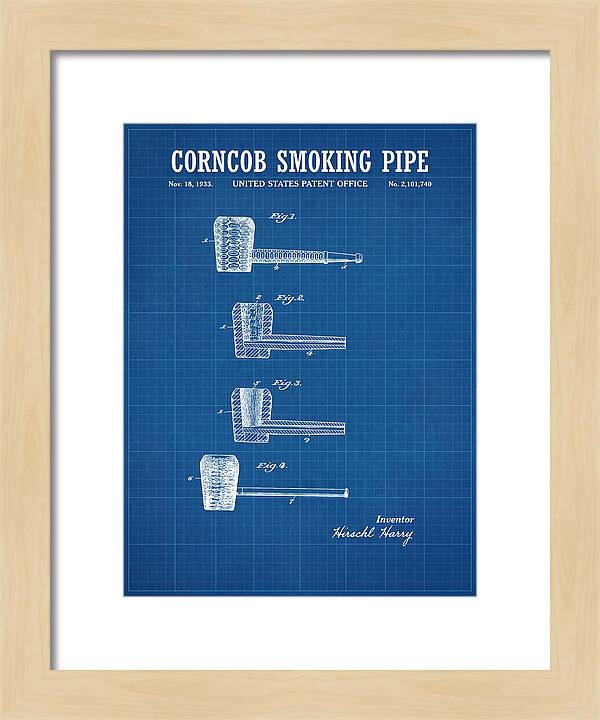 Corncob Smoking Pipe Blueprint Patent Us2101740a