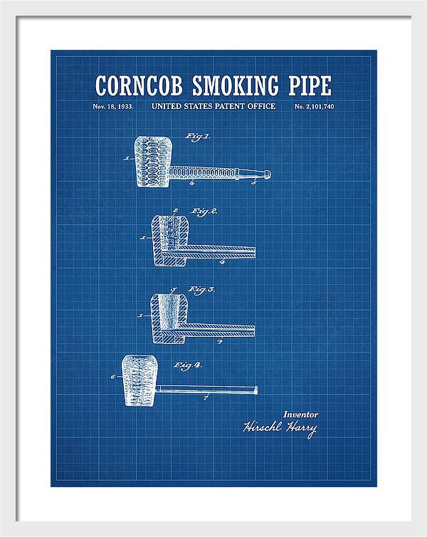 Corncob Smoking Pipe Blueprint Patent Us2101740a