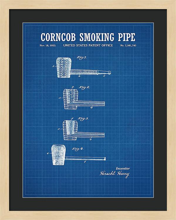 Corncob Smoking Pipe Blueprint Patent Us2101740a