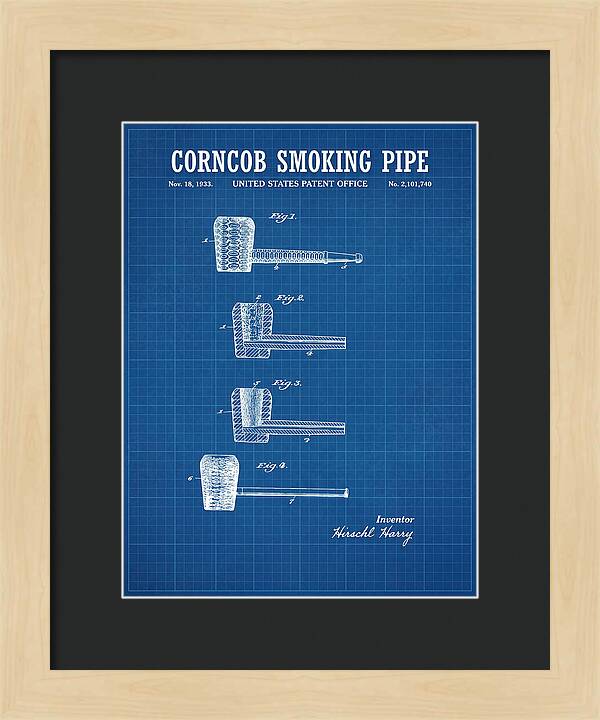 Corncob Smoking Pipe Blueprint Patent Us2101740a