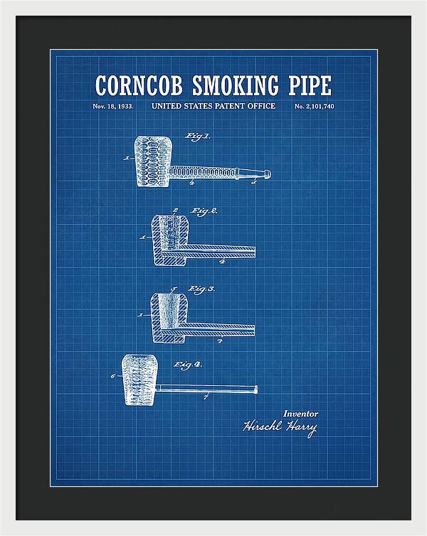 Corncob Smoking Pipe Blueprint Patent Us2101740a