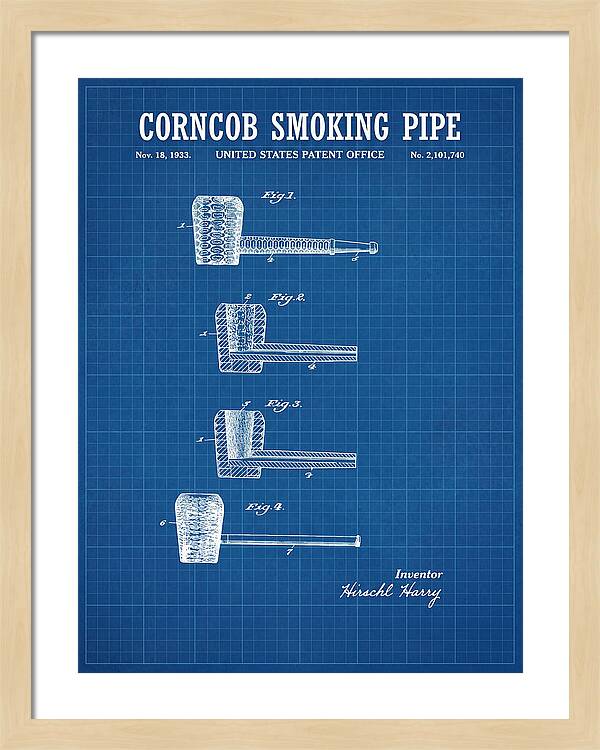 Corncob Smoking Pipe Blueprint Patent Us2101740a
